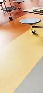 Colorful flooring featuring orange, yellow, and gray sections