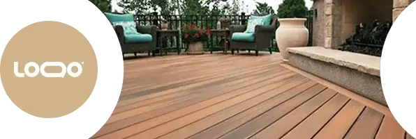 spacious wooden deck featuring stylish teal chairs